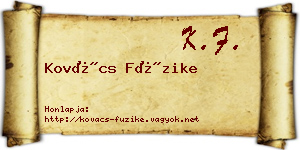 Kovács Füzike névjegykártya